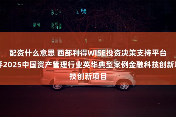 配资什么意思 西部利得WISE投资决策支持平台获评2025中国资产管理行业英华典型案例金融科技创新项目