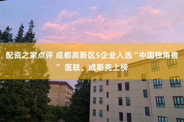 配资之家点评 成都高新区5企业入选“中国独角兽” 医联、威斯克上榜