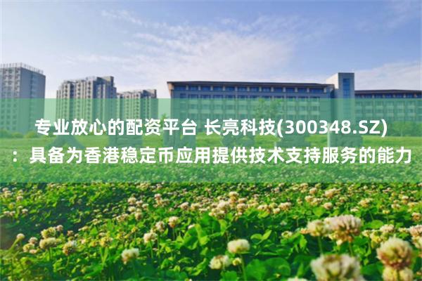 专业放心的配资平台 长亮科技(300348.SZ)：具备为香港稳定币应用提供技术支持服务的能力